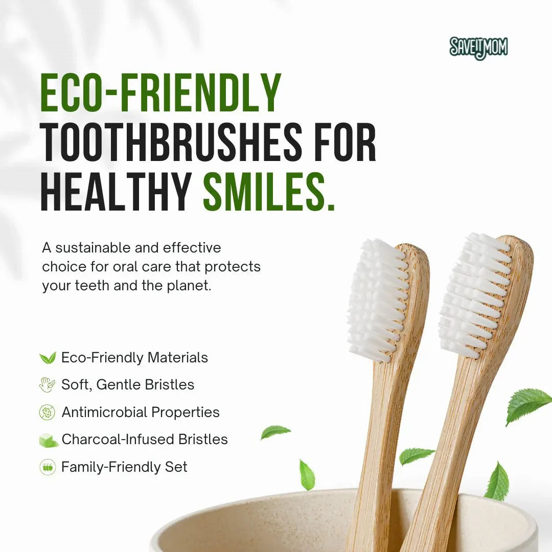 Bamboo biodegradable and sustainable toothbrushes (10-Pack)